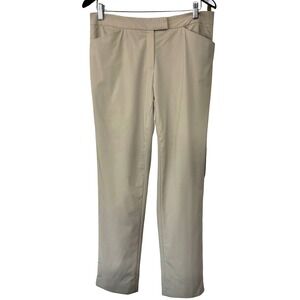 Lafayette 148 New York Irving Straight Leg Pants Khaki Sz 6 Stretch Wool Career
